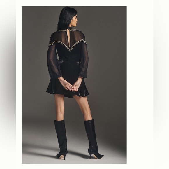 ANTHROPOLOGIE NWT EMBELLISHED VELVET DRESS π - Picture 4 of 7